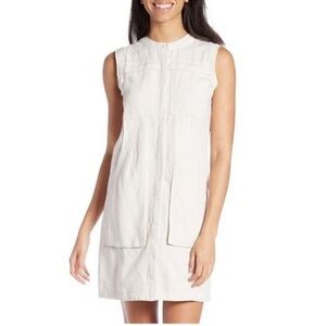 NAU sleeveless Linen Cargo safari mini cream dress Lightweight XS